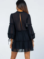 Eden Bloom Mini Dress Black