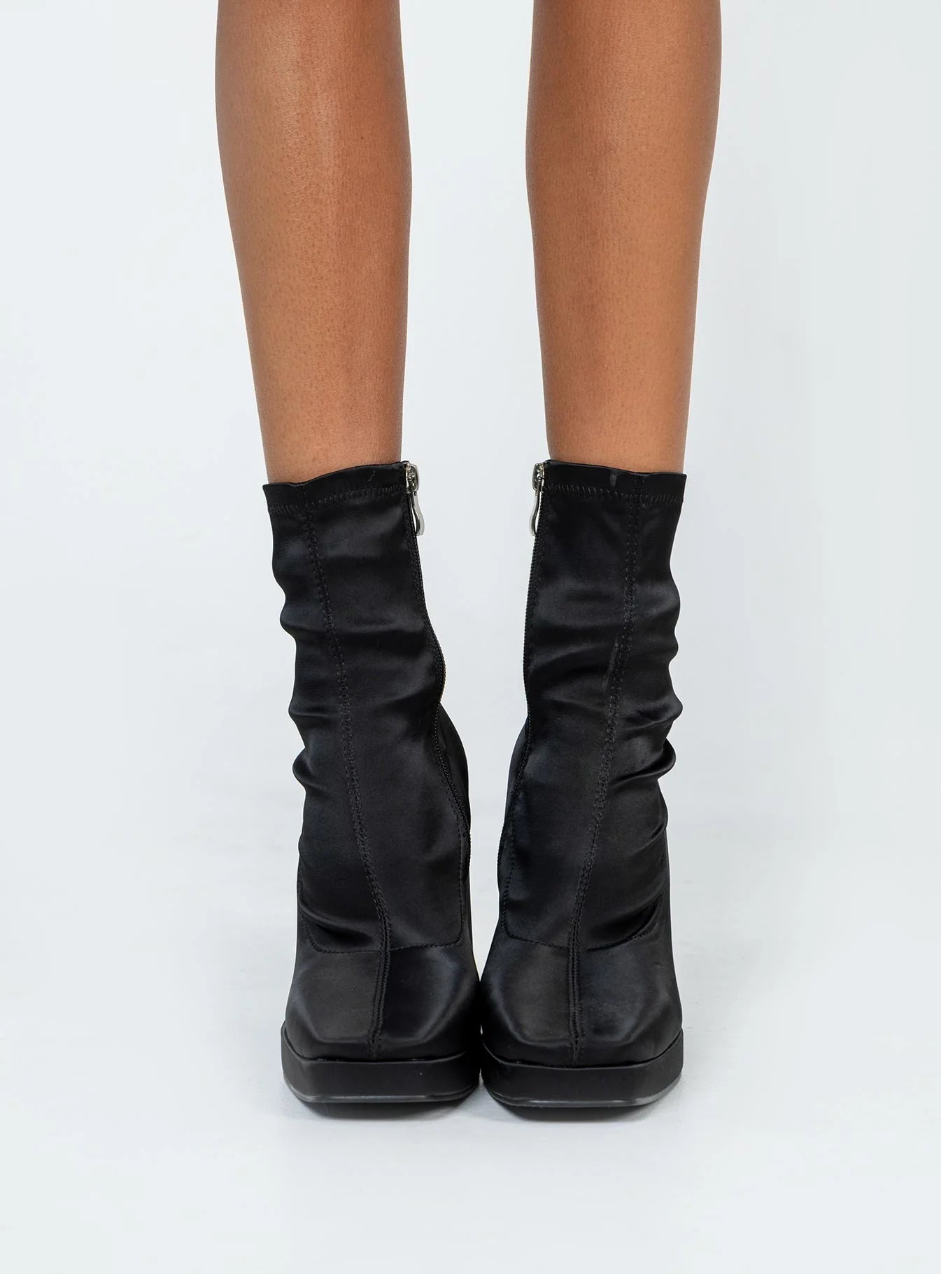 Highway Satin Ankle Boots Black