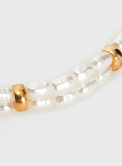 Zayden Double Layered Pearl Necklace Gold
