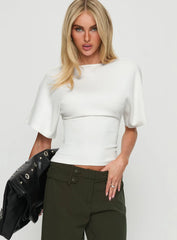 Arazia Cinched Short Sleeve Top White