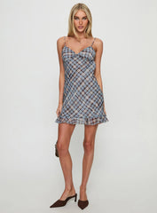 Milada Frill Hem Mini Dress Blue Multi