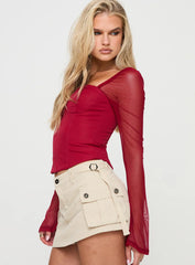 Mendi Long Sleeve Top Red