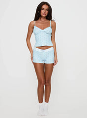 Lullabies Pointelle Sleep Shorts Blue