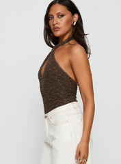 Libbey Hardware Detail Textured Bodysuit Brown