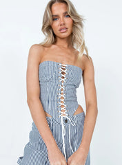 East Gate Corset Navy Pinstripe