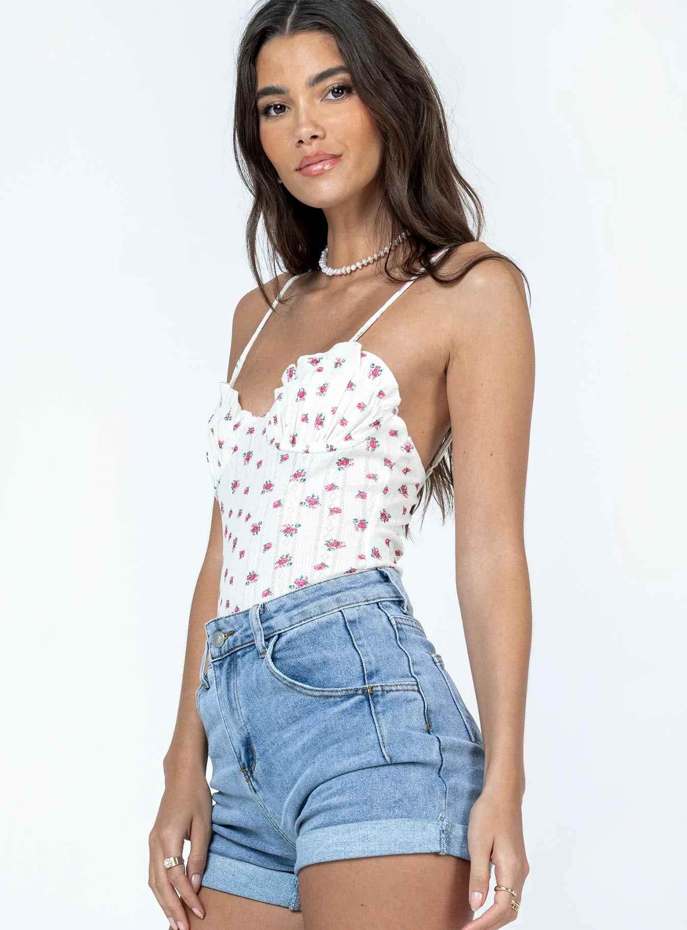 Florel Pointelle Bodysuit White