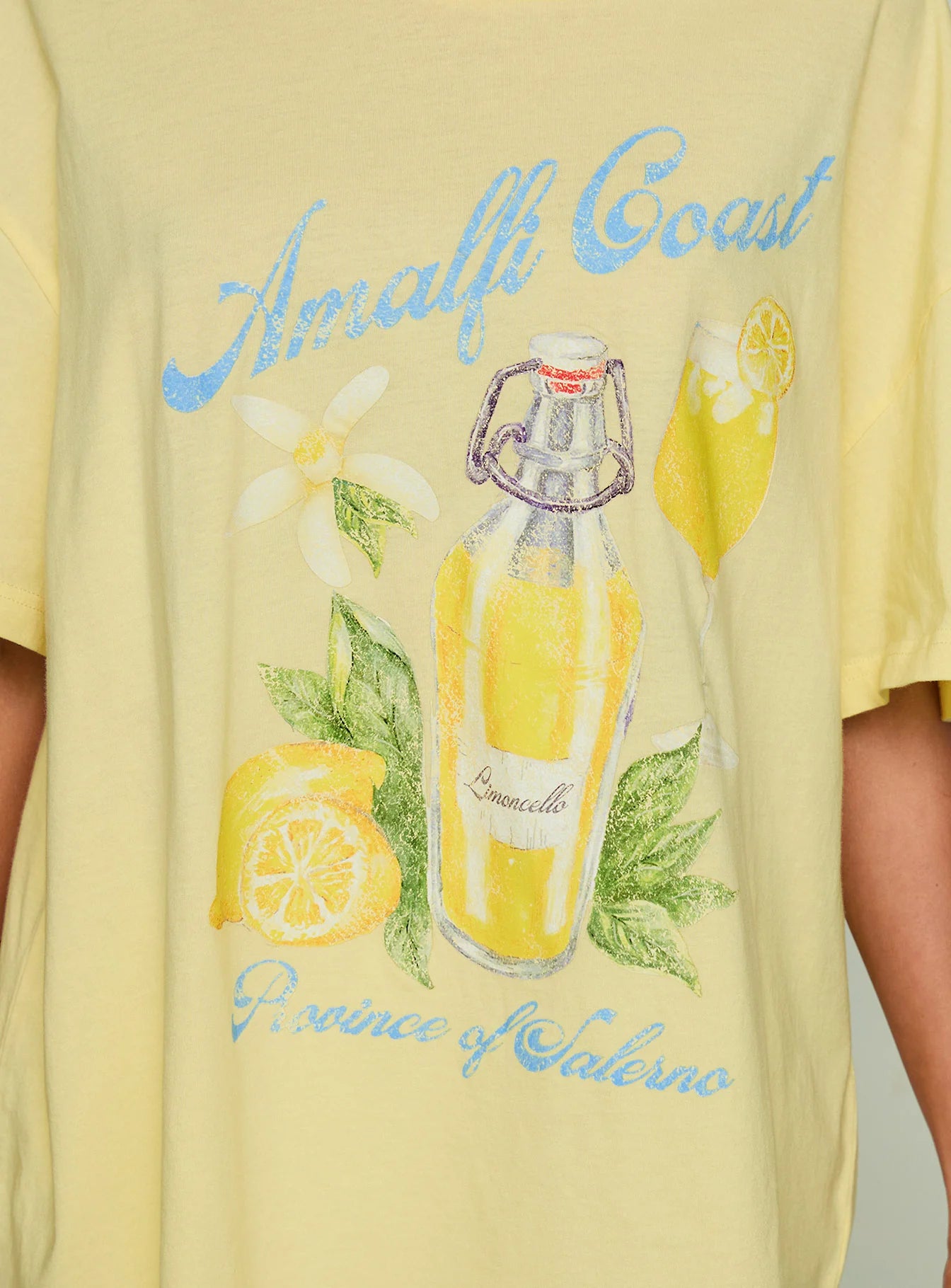 Amalfi Coast Oversized Graphic Tee Pastel Yellow