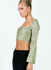 Nakai Lace Up Long Sleeve Top Sage