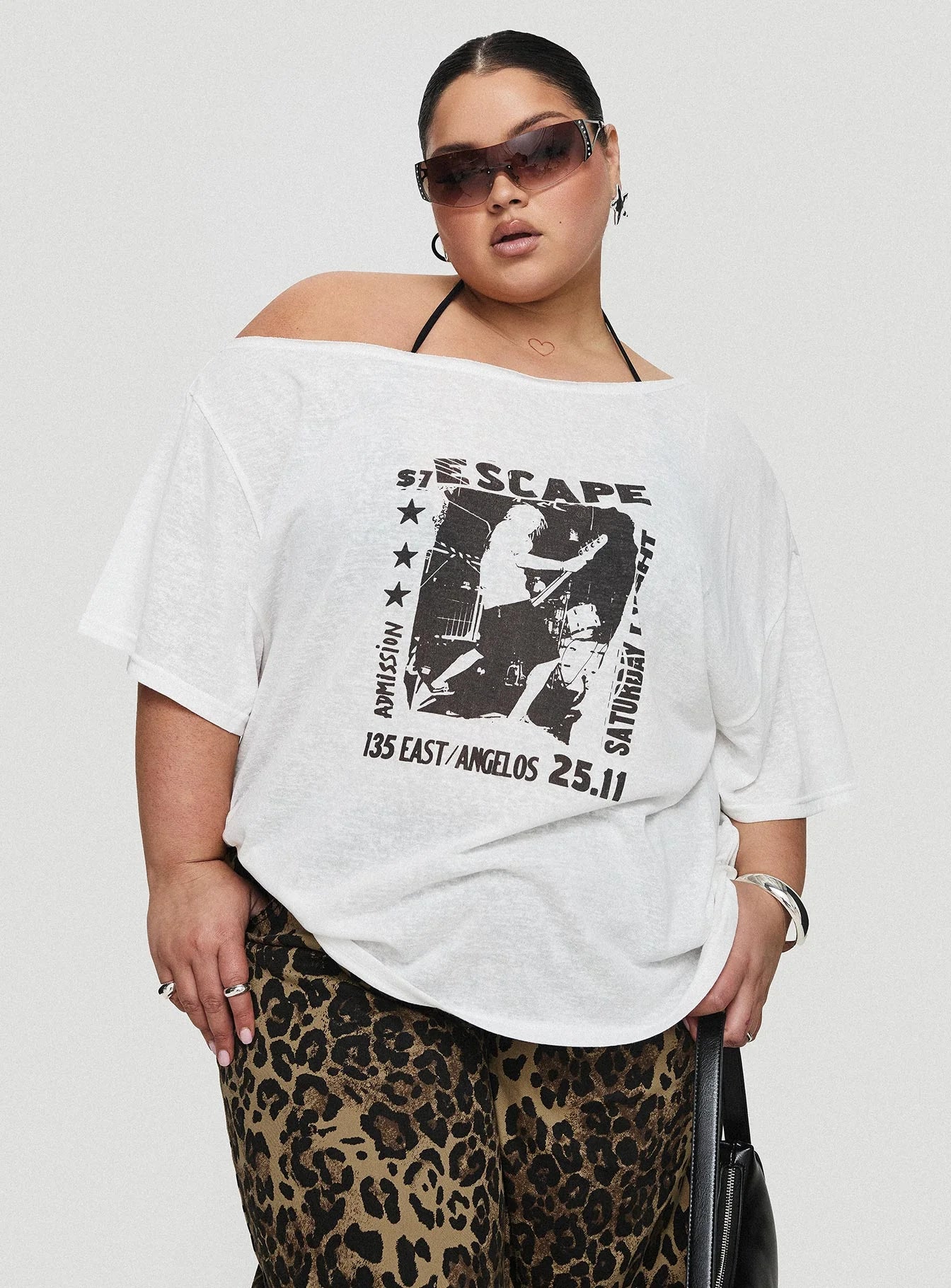 Kippa Off The Shoulder Tee White Curve