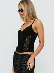 Rhiara Lace Trim Top Black