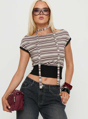 Amantha Scarf Detail Off Shoulder Top Stripe