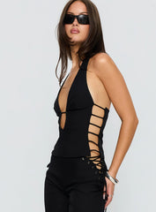 Riane Lace Up Halter Top Black