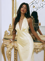 Good For You Halter Maxi Dress Lemon