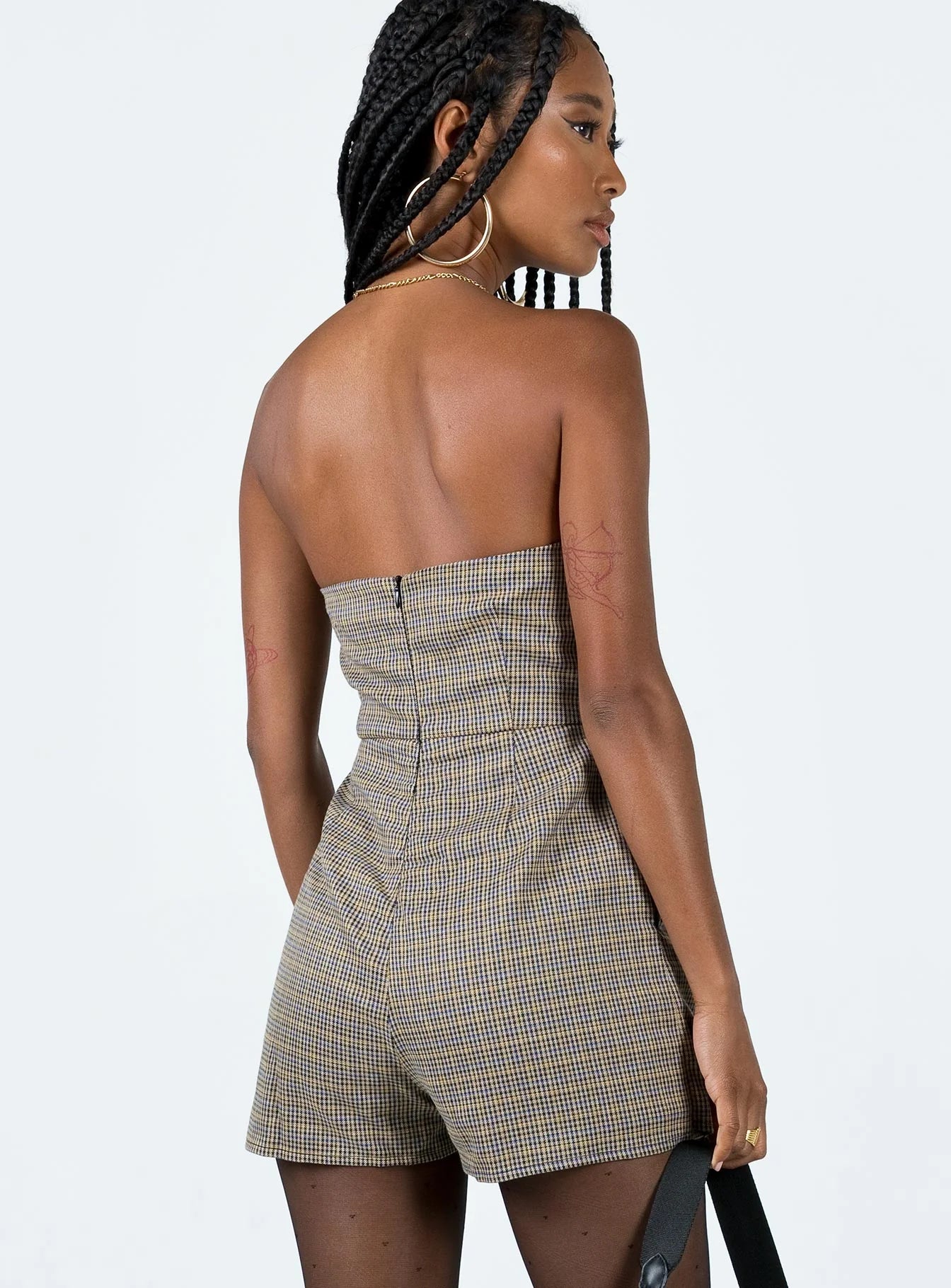 Working On It Romper Check Multi