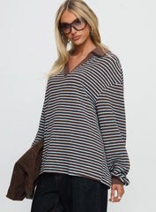 Rigbys Collared Jumper Brown / Blue Stripe