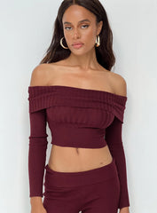 Tagula Off The Shoulder Top Burgundy