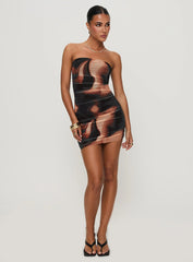 Kalena Mini Dress Brown Multi