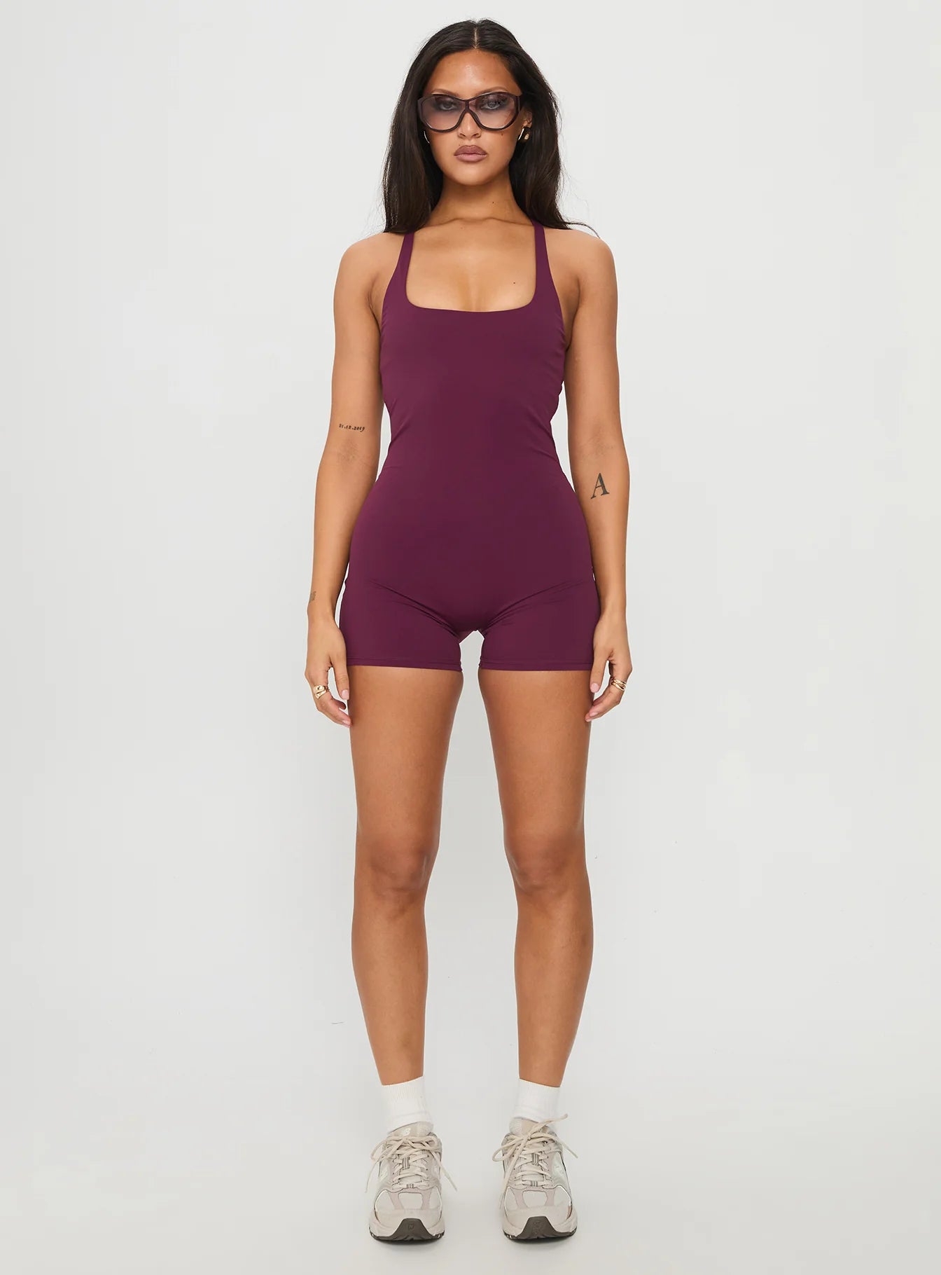 Run The Play Active Romper Plum