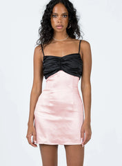 Siillato Bow Mini Dress Black / Pink