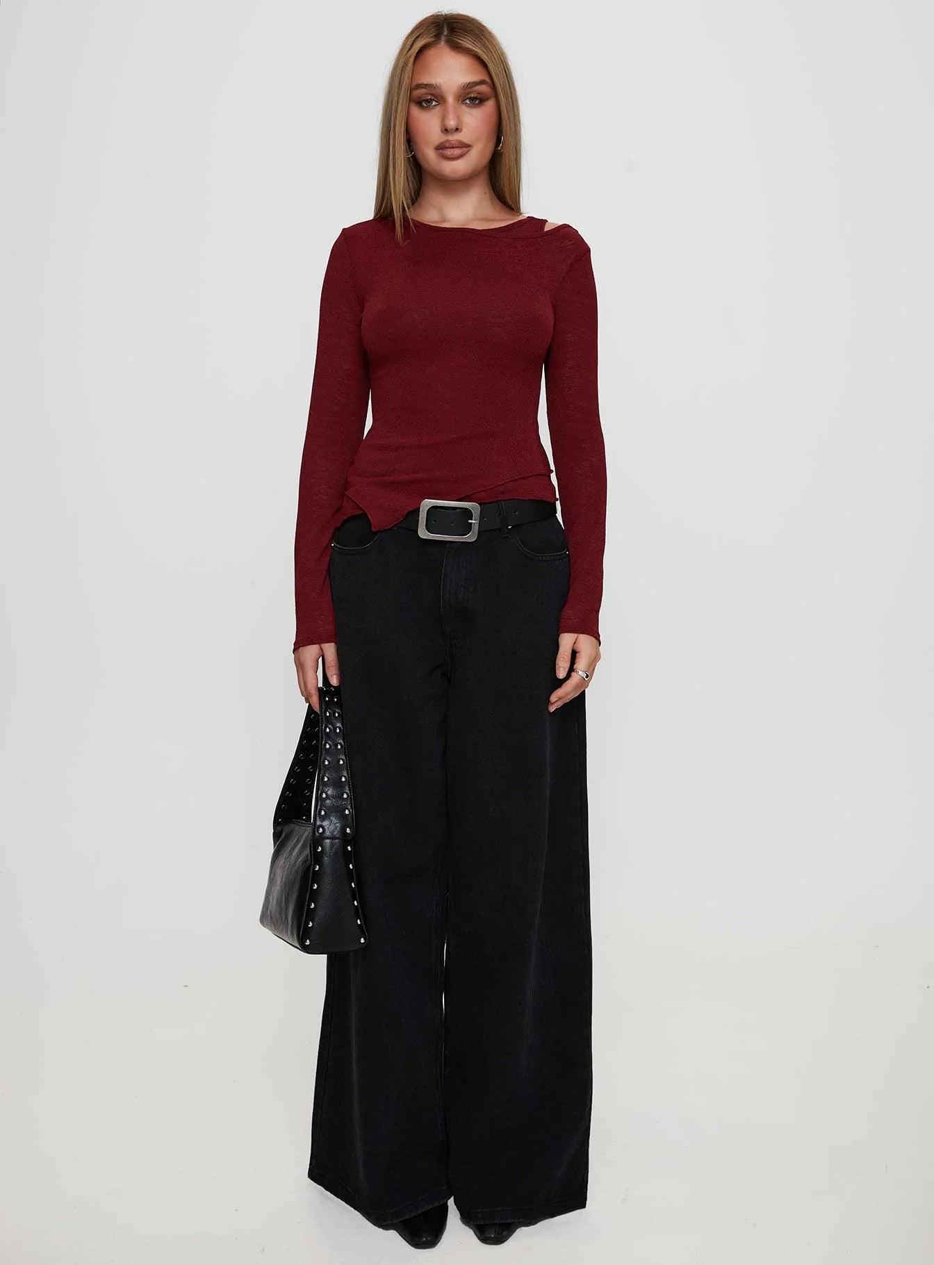 Lefort Long Sleeve Top Burgundy