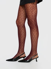 Amelyn Textured Sheer Tights Red
