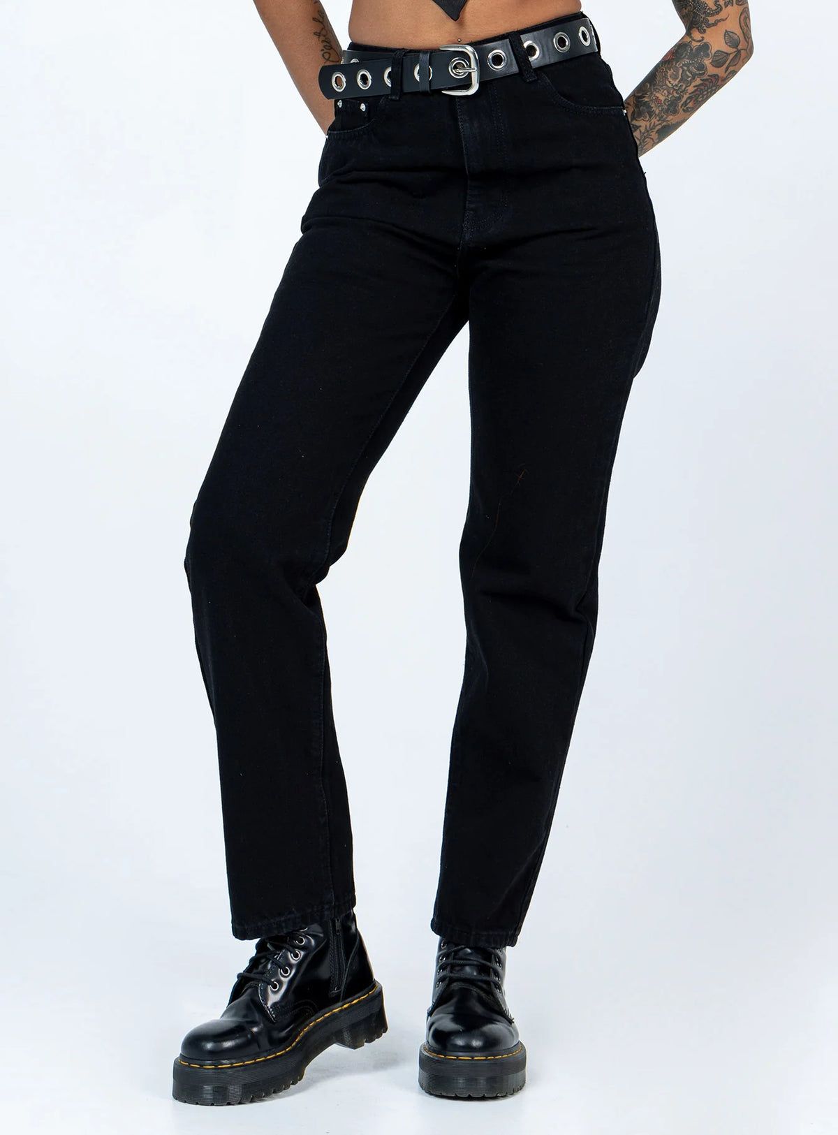 Raquelle Straight Leg Denim Jeans Black