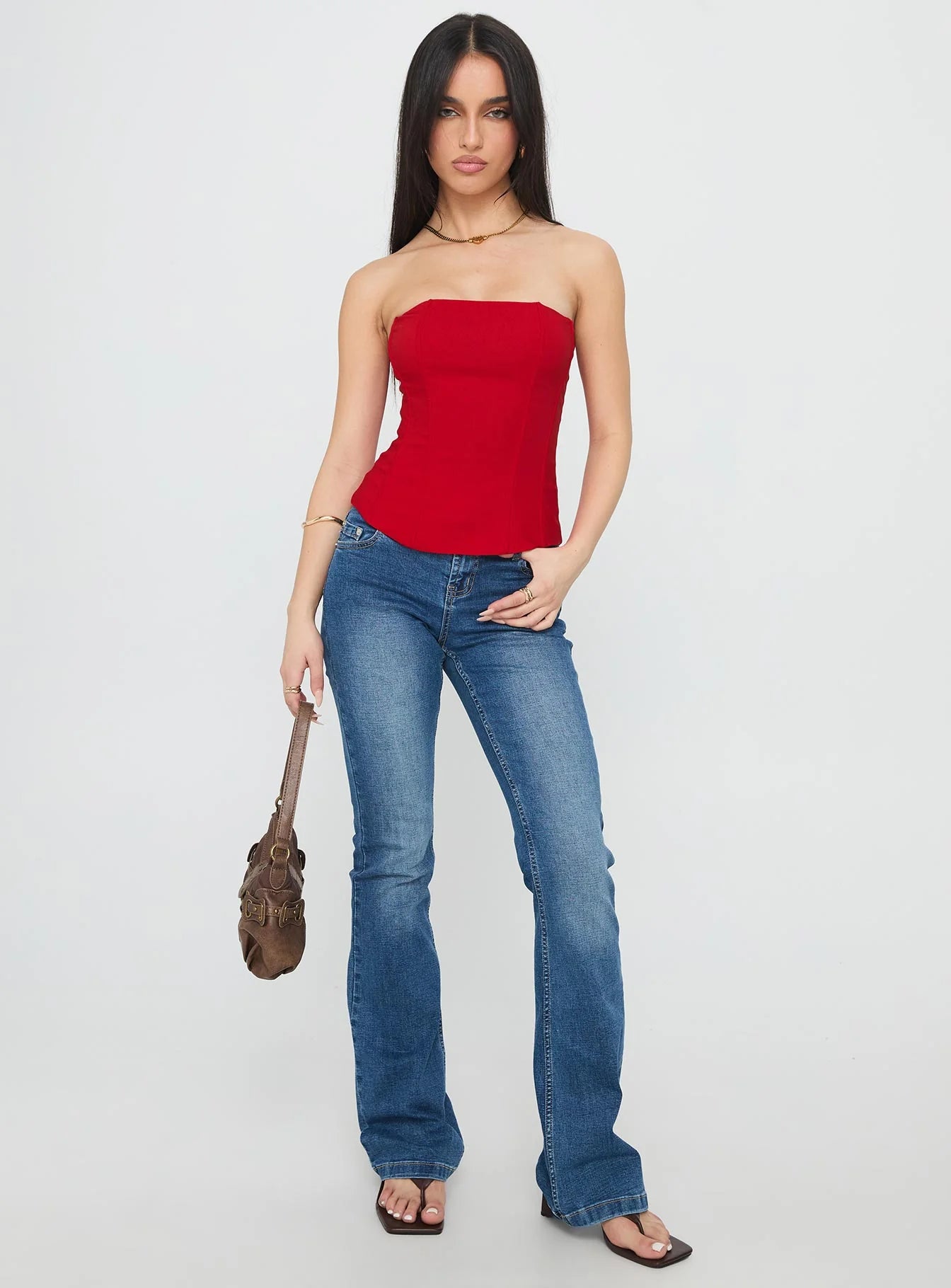 Kaetlyn Strapless Corset Top Red