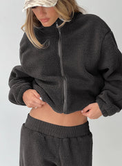 Siberia Fleece Zip Up Jumper Charcoal