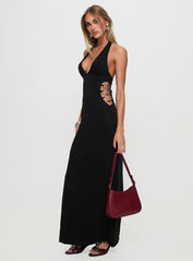 Make A Fortune Hardware Halter Maxi Dress Black