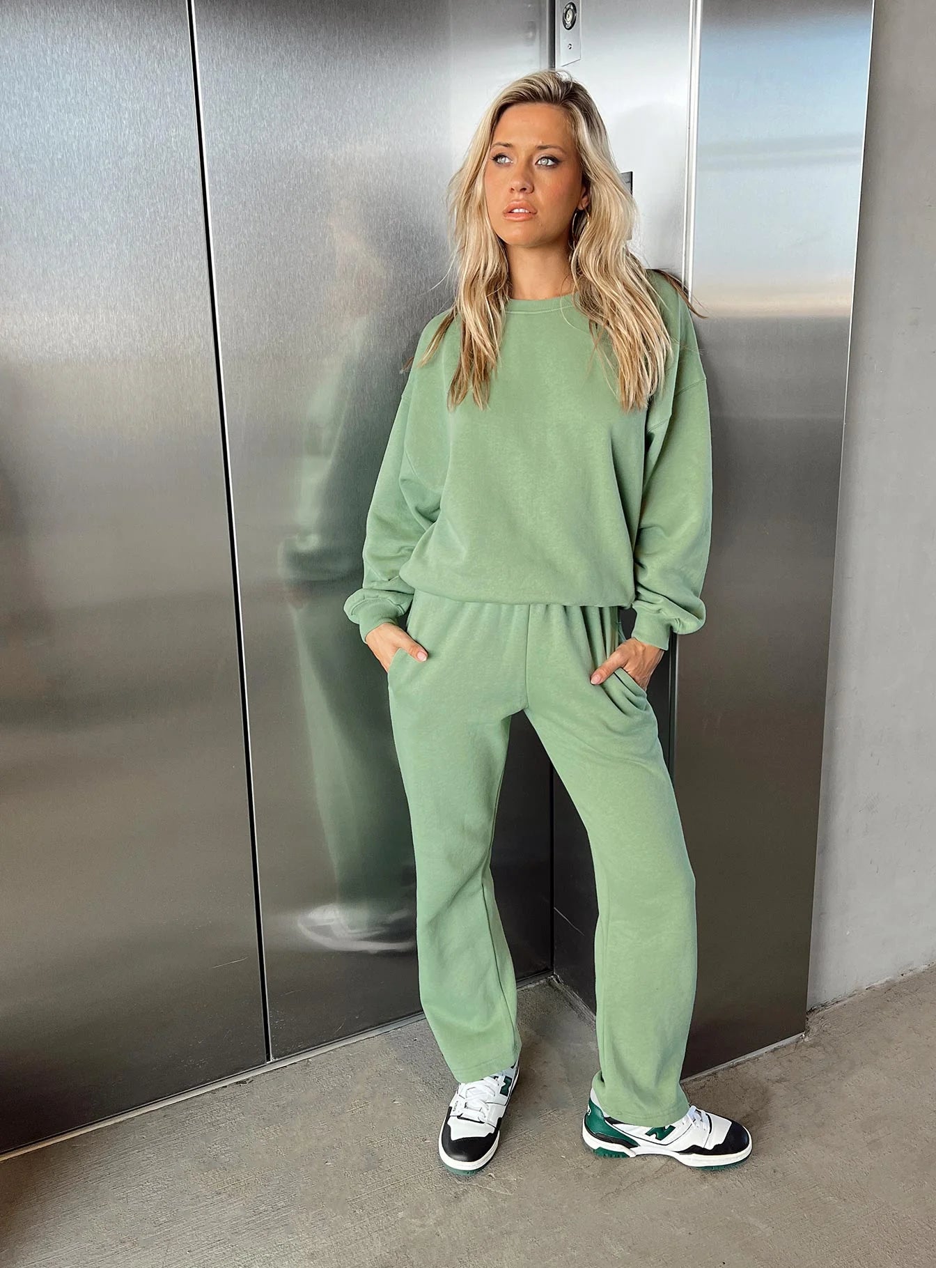 Arya Straight Leg Track Pants Green