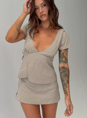 Emmilou Wrap Set Brown Check