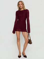Delandra Long Sleeve Textured Playsuit Red