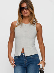 Kortez Zip Through Top Grey Marle