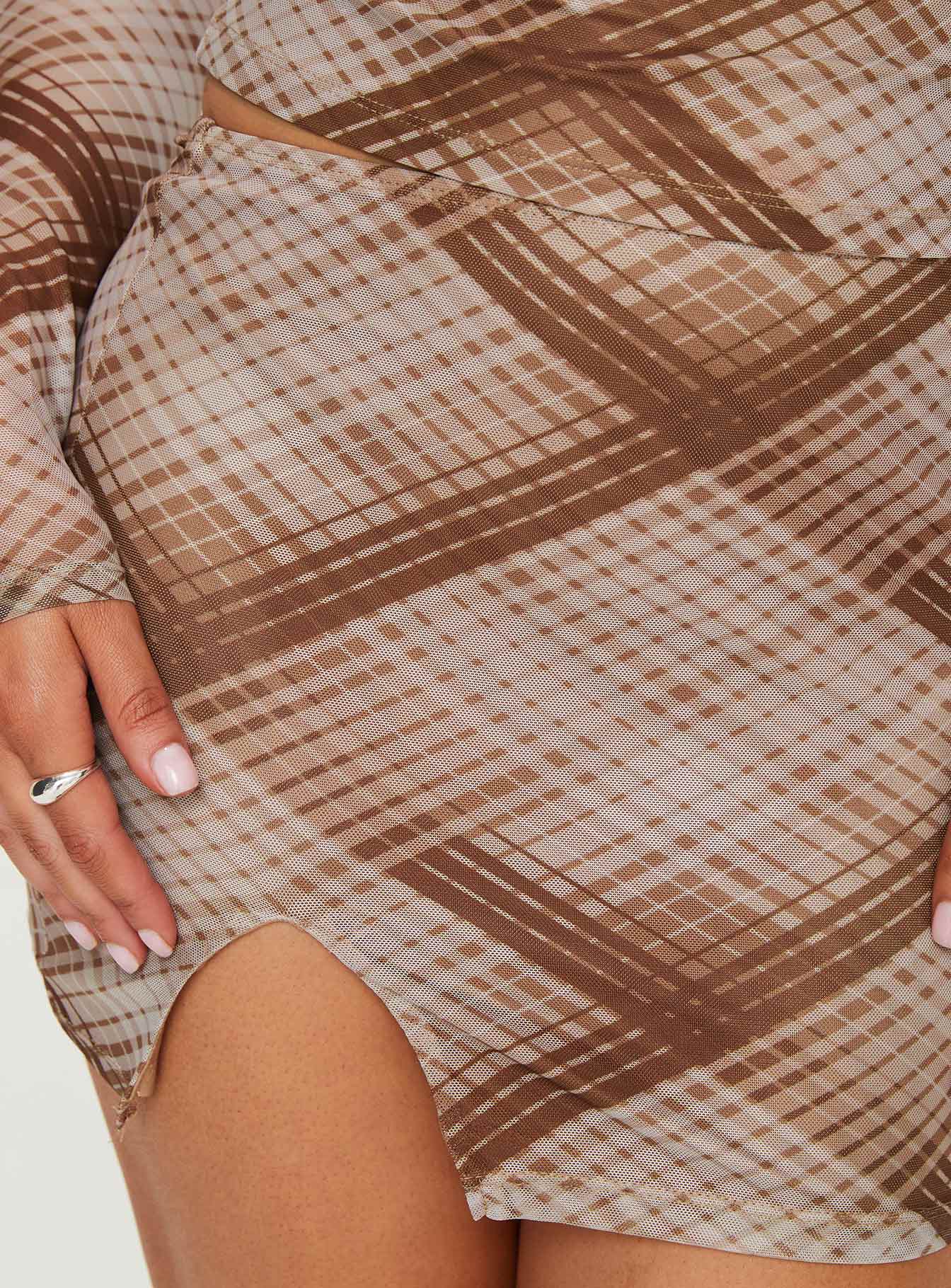 Another Dreamer Mini Skirt Brown Check