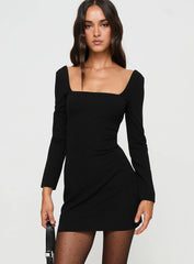 Karina Long Sleeve Mini Dress Black