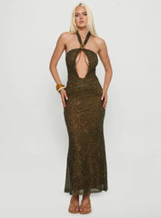 Carmelita Cut Out Halter Maxi Dress Brown