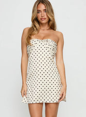 Irena Strapless Mini Dress Cream / Polka Dot