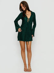 Malop Long Sleeve Mini Dress Emerald