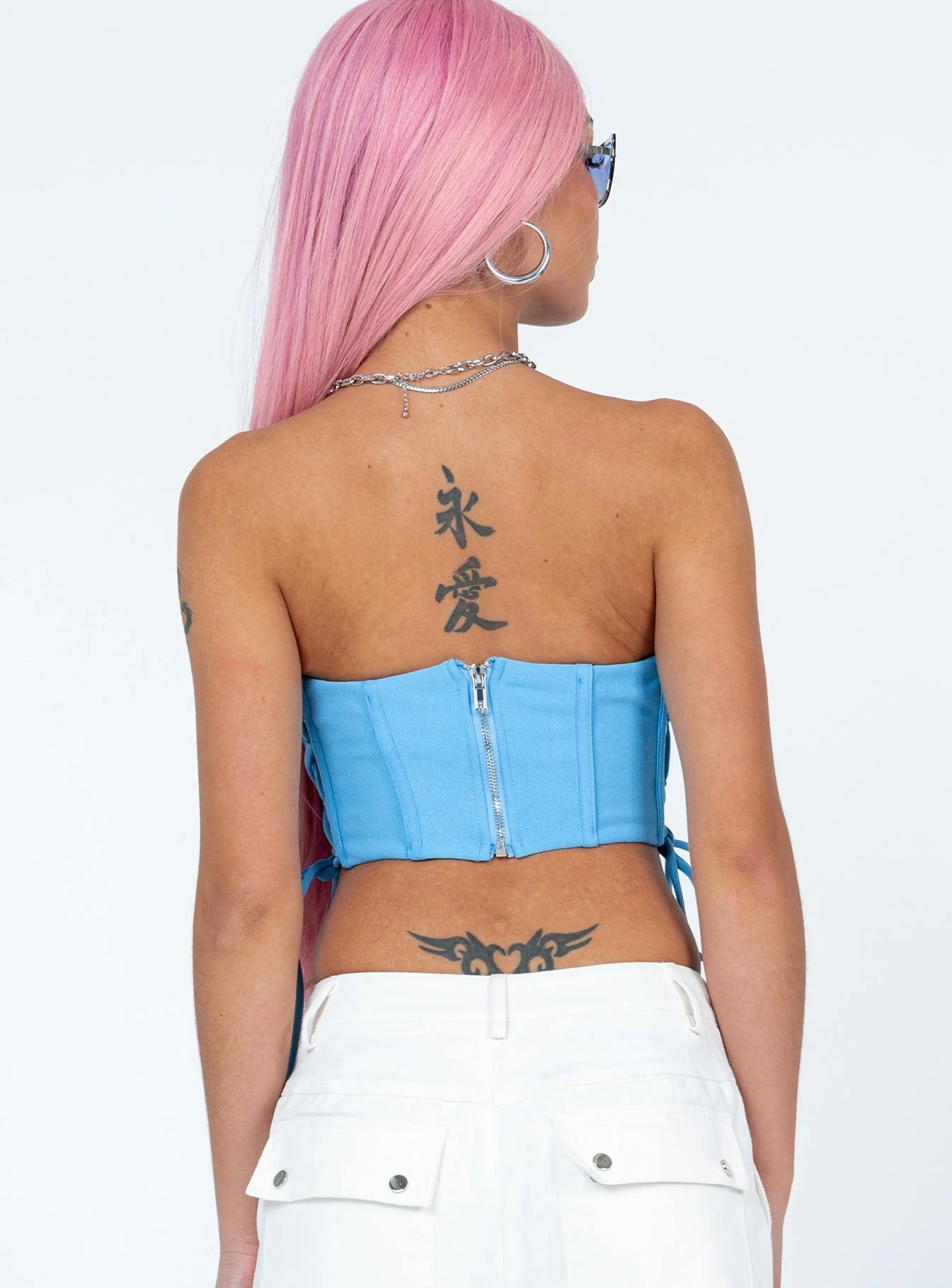 Mylor Strapless Top Blue