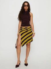 Sherry Midi Skirt Stripe Retro Yellow