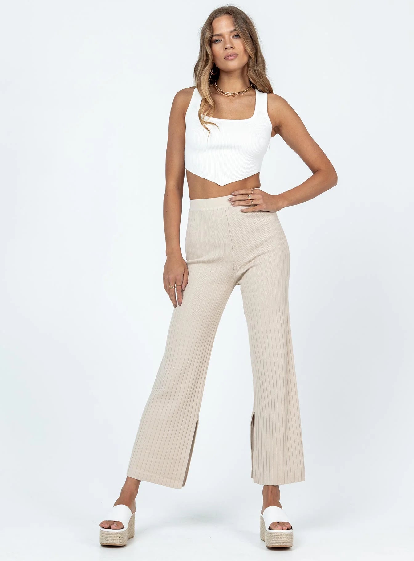Allen Ribbed Pants Cream
