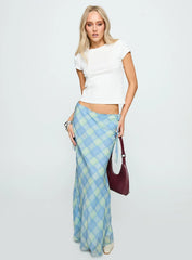 Seafarer Tie Side Maxi Skirt Blue Check
