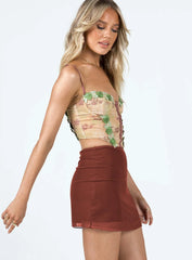 Selby Mesh Mini Skirt Brown