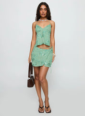 What A Coincidence Beaded Top Teal