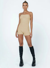 Ava Strapless Romper Beige