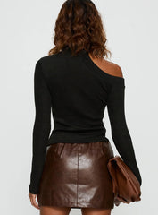Normana Cold Shoulder Knit Top Black