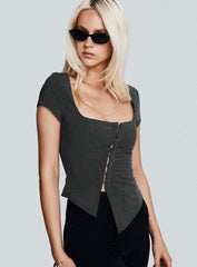 Memory Bliss Asymmetrical Top Grey