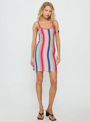 Yazmine Knit Mini Dress Multi Stripe