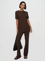 Niah Ribbed Top Chocolate