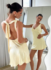 Kingslie Low Back Mini Dress Baby Yellow Petite